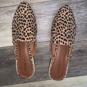 Women’s Indigo Rd. Animal Print Mules, gently worn, size 9